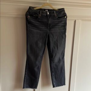 Paige Cindy Women's Grey Jeans with raw hem and stretch